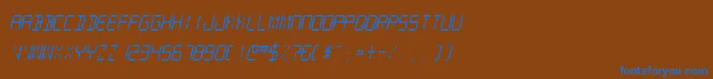 SfDigitalReadoutMediumOblique Font – Blue Fonts on Brown Background
