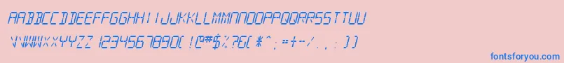 フォントSfDigitalReadoutMediumOblique – ピンクの背景に青い文字