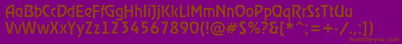 RewindermediumRegular-Schriftart – Braune Schriften auf violettem Hintergrund