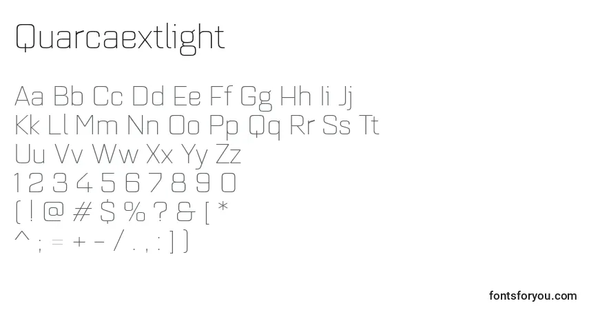 Quarcaextlight-fontti – aakkoset, numerot, erikoismerkit