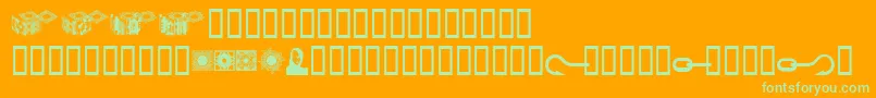 Шрифт Hellraiserpuzzleboxbats – зелёные шрифты на оранжевом фоне