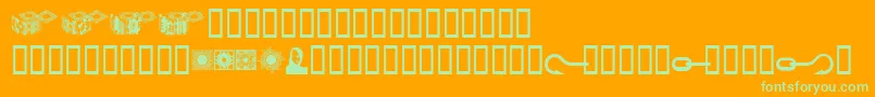 Hellraiserpuzzleboxbats-Schriftart – Grüne Schriften auf orangefarbenem Hintergrund