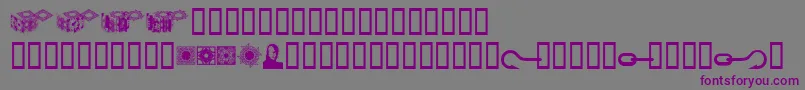 フォントHellraiserpuzzleboxbats – 紫色のフォント、灰色の背景