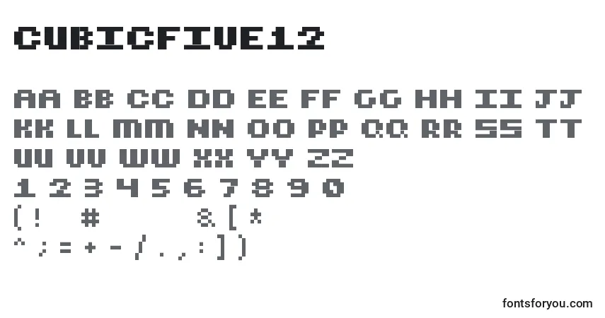 Czcionka Cubicfive12 – alfabet, cyfry, specjalne znaki