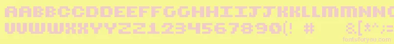 Cubicfive12-fontti – vaaleanpunaiset fontit keltaisella taustalla