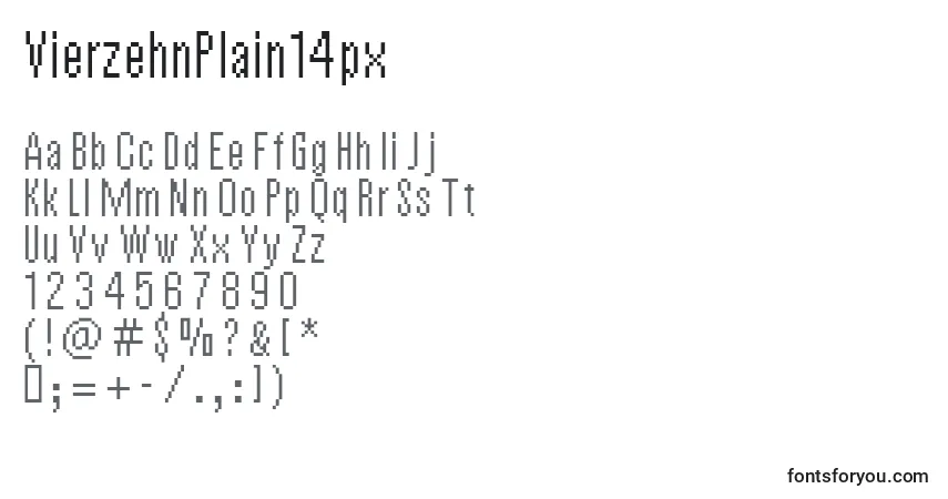 A fonte VierzehnPlain14px – alfabeto, números, caracteres especiais