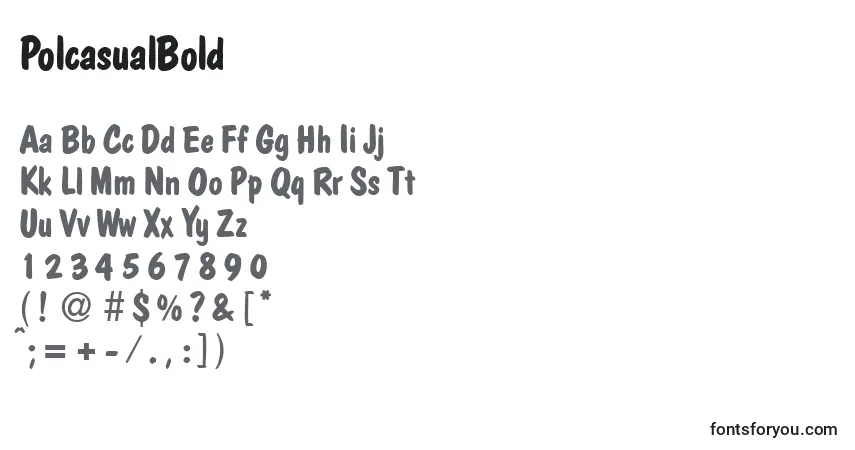 Шрифт PolcasualBold – алфавит, цифры, специальные символы