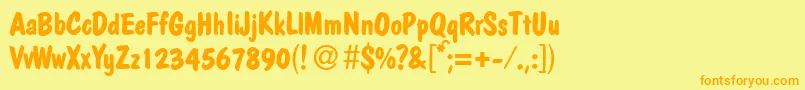 フォントPolcasualBold – オレンジの文字が黄色の背景にあります。
