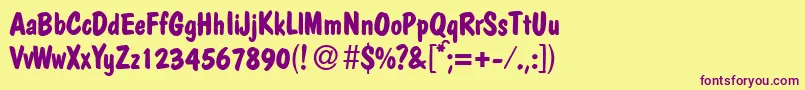 PolcasualBold Font – Purple Fonts on Yellow Background