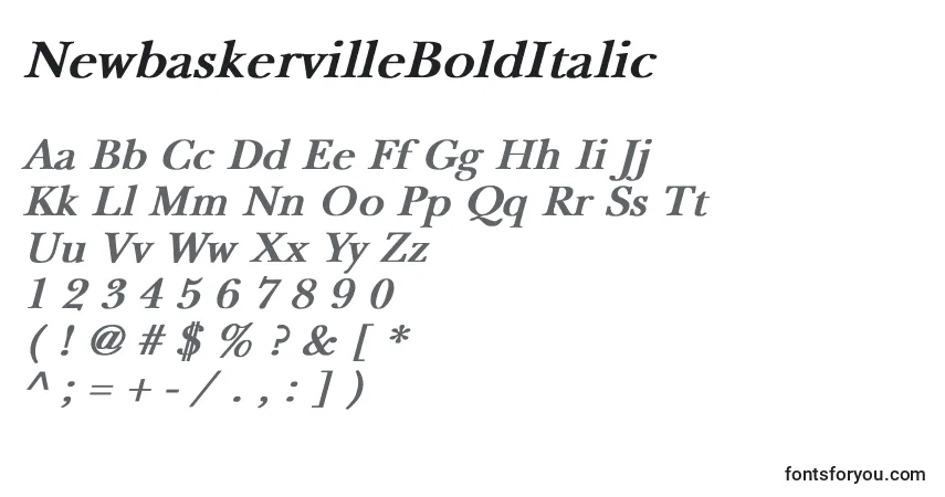 Schriftart NewbaskervilleBoldItalic – Alphabet, Zahlen, spezielle Symbole