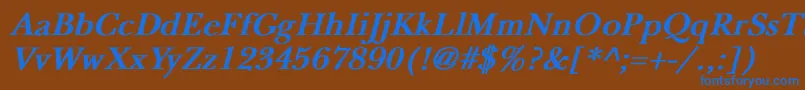 NewbaskervilleBoldItalic Font – Blue Fonts on Brown Background