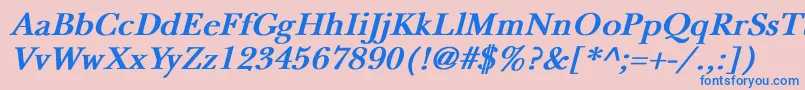NewbaskervilleBoldItalic-Schriftart – Blaue Schriften auf rosa Hintergrund