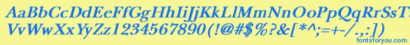 NewbaskervilleBoldItalic Font – Blue Fonts on Yellow Background