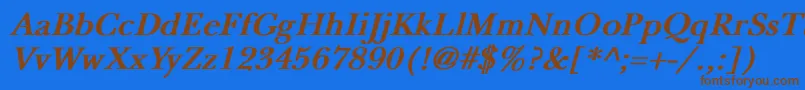 Weitere Informationen zur NewbaskervilleBoldItalic-Schriftart NewbaskervilleBoldItalic-Schriftart – Braune Schriften auf blauem Hintergrund