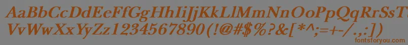 Więcej informacji o czcionce NewbaskervilleBoldItalic Czcionka NewbaskervilleBoldItalic – brązowe czcionki na szarym tle