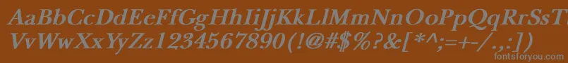 NewbaskervilleBoldItalic-Schriftart – Graue Schriften auf braunem Hintergrund
