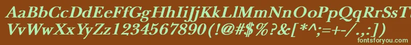 NewbaskervilleBoldItalic-fontti – vihreät fontit ruskealla taustalla