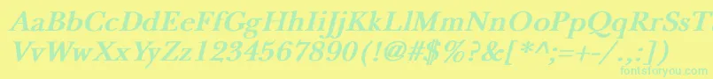 NewbaskervilleBoldItalic Font – Green Fonts on Yellow Background