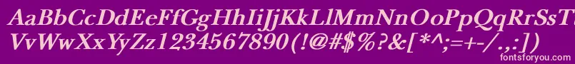 NewbaskervilleBoldItalic Font – Pink Fonts on Purple Background