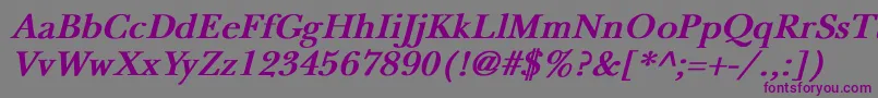 NewbaskervilleBoldItalic-Schriftart – Violette Schriften auf grauem Hintergrund