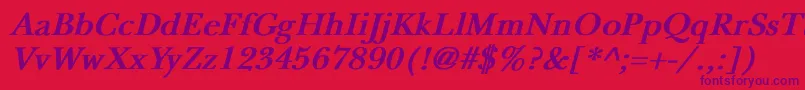 NewbaskervilleBoldItalic Font – Purple Fonts on Red Background