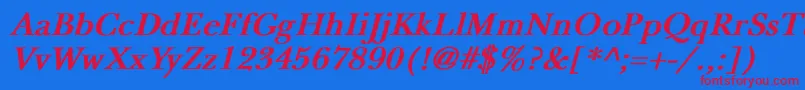 NewbaskervilleBoldItalic Font – Red Fonts on Blue Background