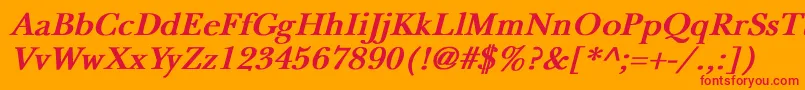 NewbaskervilleBoldItalic Font – Red Fonts on Orange Background