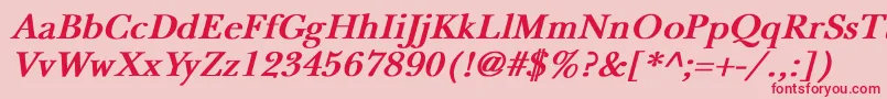 NewbaskervilleBoldItalic Font – Red Fonts on Pink Background