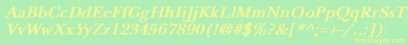 NewbaskervilleBoldItalic Font – Yellow Fonts on Green Background