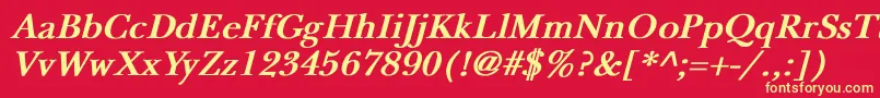 NewbaskervilleBoldItalic Font – Yellow Fonts on Red Background