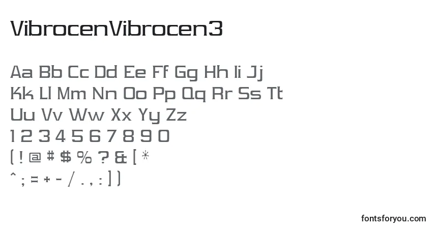 Czcionka VibrocenVibrocen3 – alfabet, cyfry, specjalne znaki