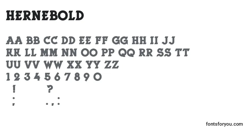 A fonte HerneBold – alfabeto, números, caracteres especiais