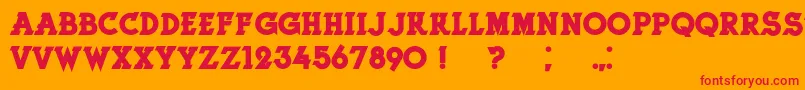 フォントHerneBold – オレンジの背景に赤い文字