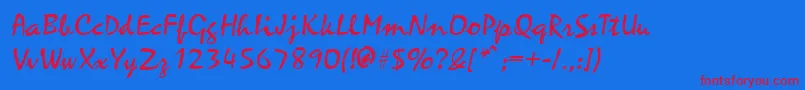 MinstrellaRegular Font – Red Fonts on Blue Background