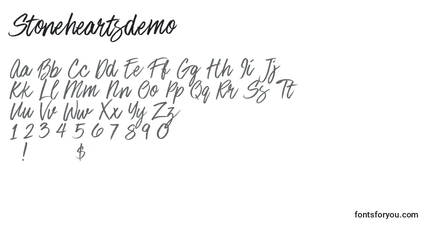 Schriftart Stoneheartsdemo (97578) – Alphabet, Zahlen, spezielle Symbole