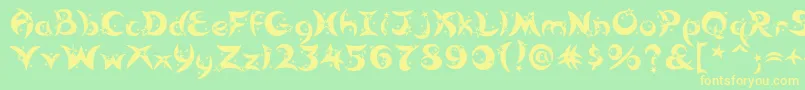 フォントMoonlight – 黄色の文字が緑の背景にあります