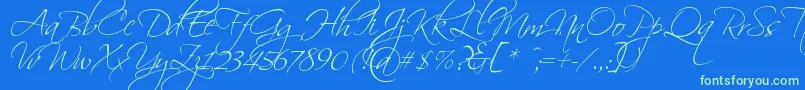 Scriptin Font – Green Fonts on Blue Background