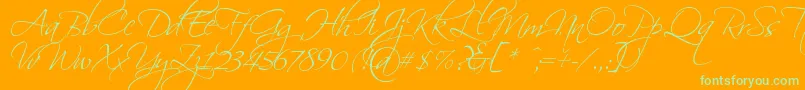 Scriptin Font – Green Fonts on Orange Background