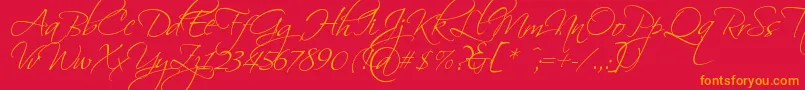 Scriptin Font – Orange Fonts on Red Background