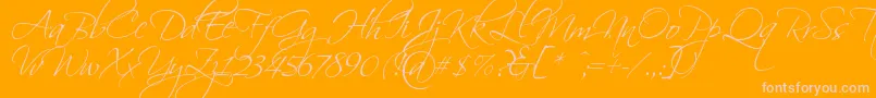 Scriptin-Schriftart – Rosa Schriften auf orangefarbenem Hintergrund