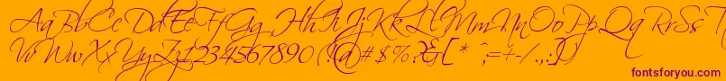 Scriptin-Schriftart – Violette Schriften auf orangefarbenem Hintergrund