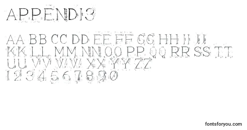 Czcionka Appendi3 – alfabet, cyfry, specjalne znaki