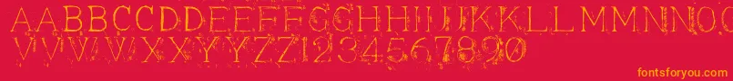 Appendi3-Schriftart – Orangefarbene Schriften auf rotem Hintergrund