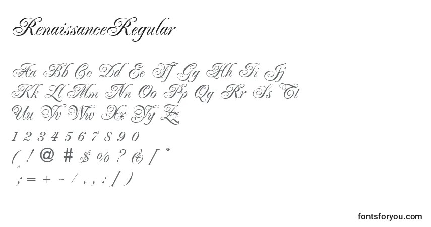 Schriftart RenaissanceRegular – Alphabet, Zahlen, spezielle Symbole