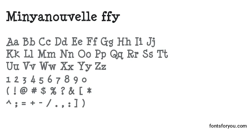 Schriftart Minyanouvelle ffy – Alphabet, Zahlen, spezielle Symbole