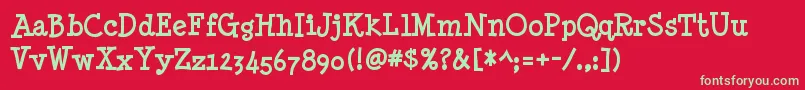 フォントMinyanouvelle ffy – 赤い背景に緑の文字