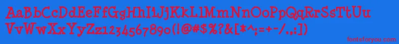Minyanouvelle ffy-Schriftart – Rote Schriften auf blauem Hintergrund