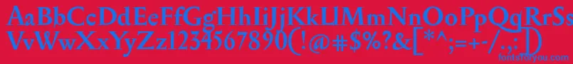 SerapionBold-Schriftart – Blaue Schriften auf rotem Hintergrund