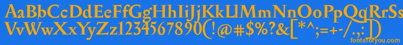 SerapionBold-Schriftart – Orangefarbene Schriften auf blauem Hintergrund