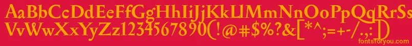 SerapionBold-Schriftart – Orangefarbene Schriften auf rotem Hintergrund